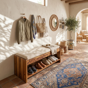 Modern Shoe Bench Rack For Apartment Hallway Display Corner