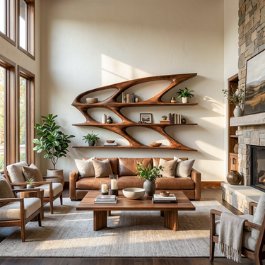 Organic Sculptural Wooden Bookshelf For Living Room Statement