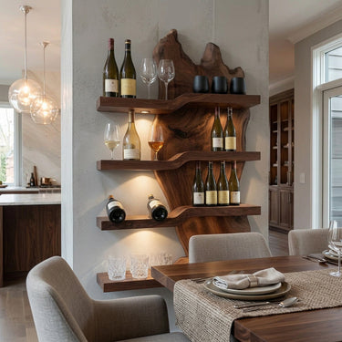 Modern Minimalist Wooden Wine Rack For Kitchen Wall Decor