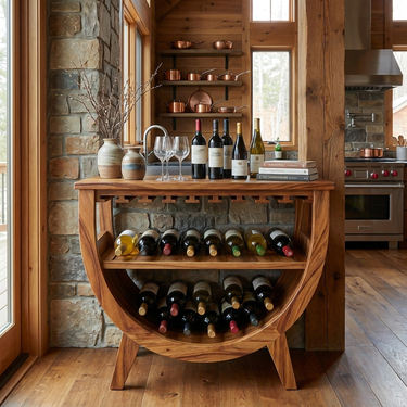 Wooden Wine Cabinet With Built In Glass Rack For Kitchen