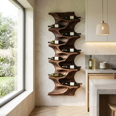Contemporary Natural Wood Wine Rack For Dining Room Wall Display