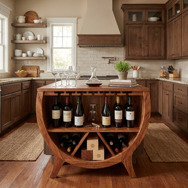 Wooden Wine Cabinet With Bottle Storage For Home Bar