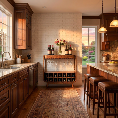 Handcrafted Wooden Wine Cabinet With Storage For Dining Room