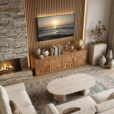 Abstract Carved Wave TV Stand For Designer Interior