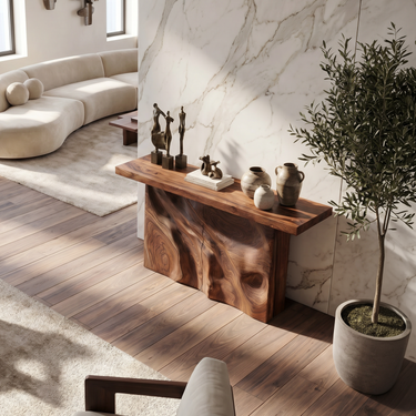Scandinavian Sculpted Base Hall Table For Entry Hall Interior