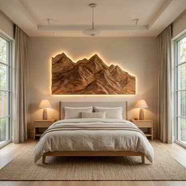 Artistic Wood Wall Art Layers Mountain Design For Living Room