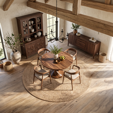 Contemporary Round Dining Table With Twisted Pedestal For Dining Room