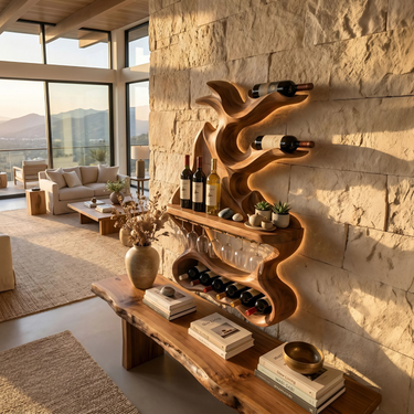 Contemporary Sculptural Wine Organizer For Dining Space