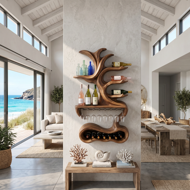 Organic Sculptural Bottle Organizer For Home Bar