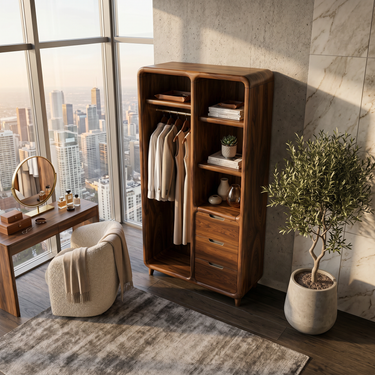 Contemporary Sculptural Edge Wardrobe For Studio Apartment Space