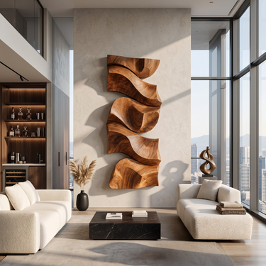 Modern Wall Art With Stacked Flowing Shapes For Living Room