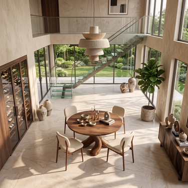 Modern Round Dining Table With Unique Base For Open Dining Space