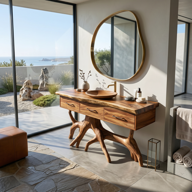 Mid Century Wooden Bathroom Vanity Spa Inspired Bathroom