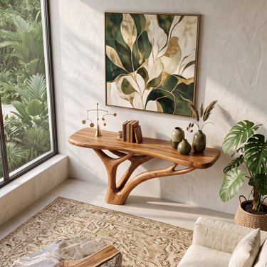Modern Organic Console Table For Living Room Entryway