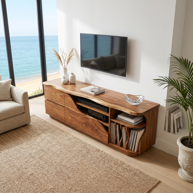 Organic Modern Media Console Vinyl Storage Cabinet