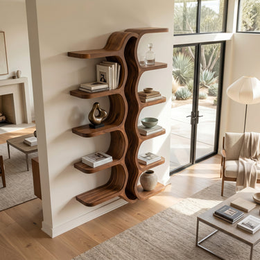 Organic Sculpture Wooden Wall Mounted Shelf For Living Room