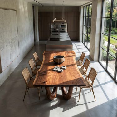 Organic Dining Table With Two Wavy Legs For Dining Room