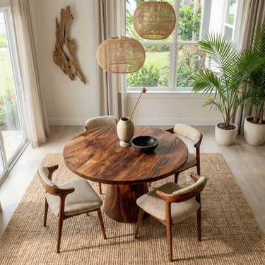 Minimalist Wooden Sculptural Dining Table For Dining Room