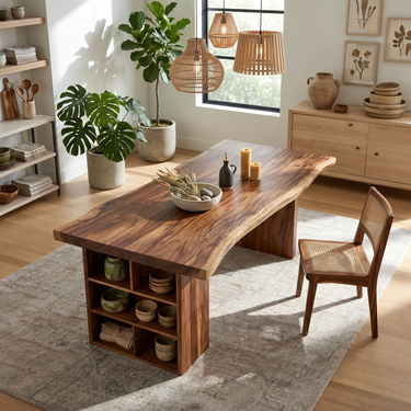 Live Edge Dining Table For Garden View Room