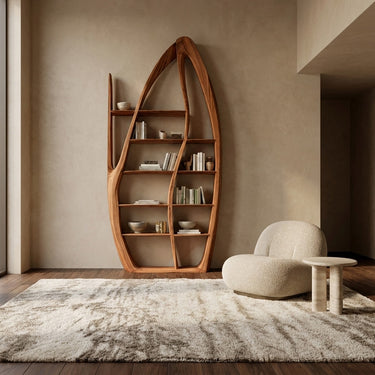 Unique Style Sculptural Wooden Bookshelf For Living Room