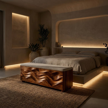 Organic Natural Wood Storage Bench For End Of Bed