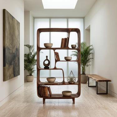 Mid Century Wood Bookshelf For Home Interiors