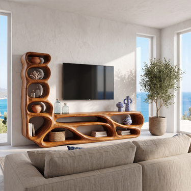 Organic Sculptural Media Console For Living Room