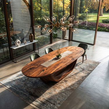 Contemporary Open Base Oval Dining Table For Dining Room