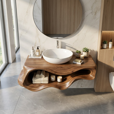 Rustic Floating Bathroom Vanity For Primary Bath