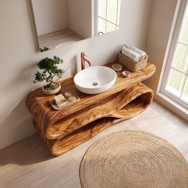Minimalist Floating Wood Vanity For Bathroom