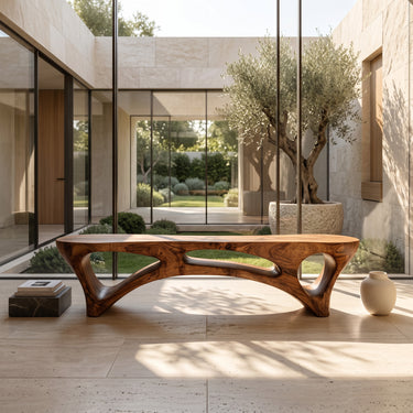 Minimalist Natural Wood Outdoor Bench For Patio Seating