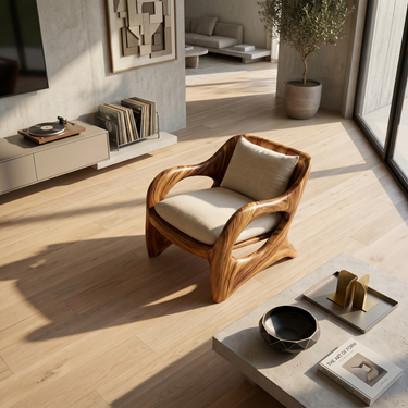 Resort-Inspired Sculptural Lounge Chair with Contemporary Elegance