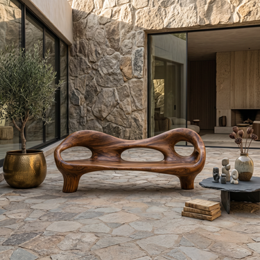 Modern Entryway Bench With Hollow Sculpture Arms For Hallway