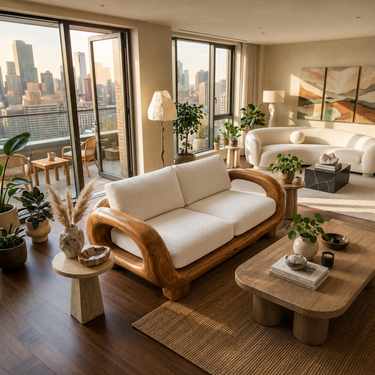 Japandi Organic Sofa Zen Courtyard Residence
