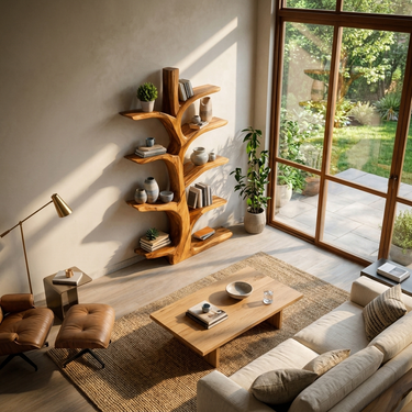 Minimal Natural Wood Bookshelf For Home