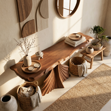 Coastal Sculptural Console Table For Entryway Hallway