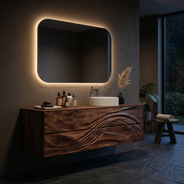 Modern Wave Carved Bathroom Vanity For Designer Bathroom