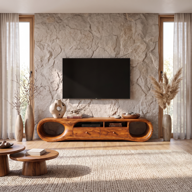 Contemporary Curved TV Cabinet For Living Room