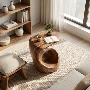 Mid Century Organic Side Table For Bedroom
