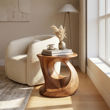 Mid Century Sculptural End Table For Living Room
