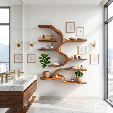 Japandi Floating Display Shelves for Living Room