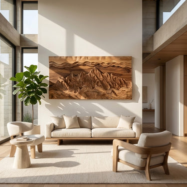 Organic Wood Wall Art Landscape Decor For Living Room