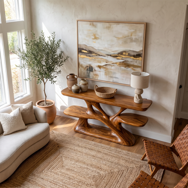 Organic Modern Console Table For Elegant Living Room
