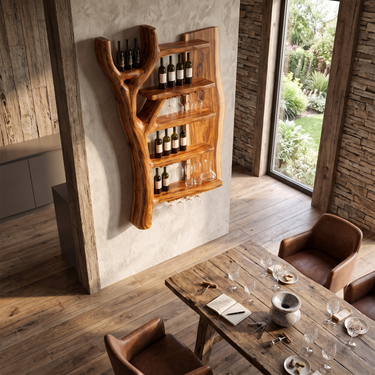 Forest Inspired Wine Rack For Dining Area