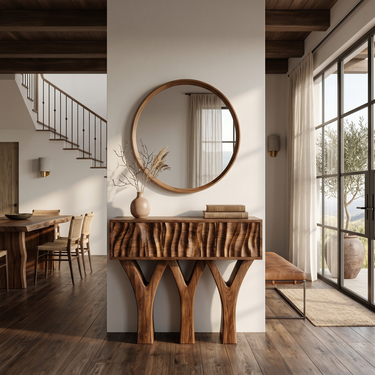 Wooden Console Table With Three Y-shaped Base For Home Decor