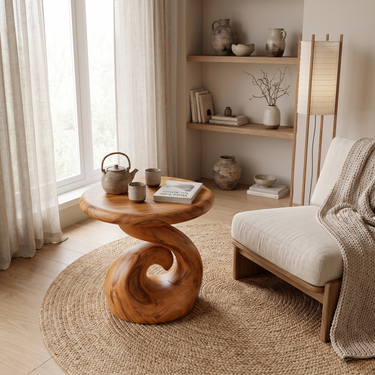 Organic Accent Side Table For Living Room