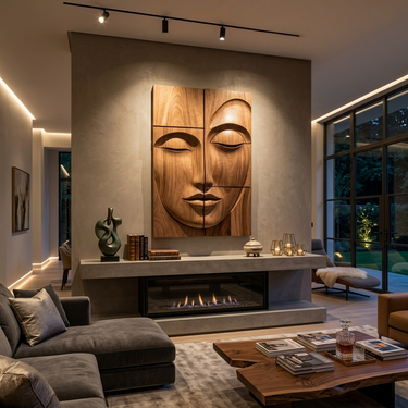 Modern Buddha Face Wall Art For Living Room And Entryway