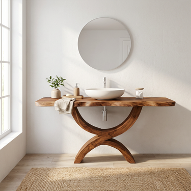 Rustic Single Bathroom Vanity For Small Bath