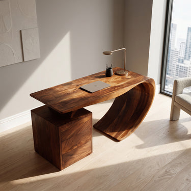 Modern Farmhouse Wood Desk For Home Office Corner