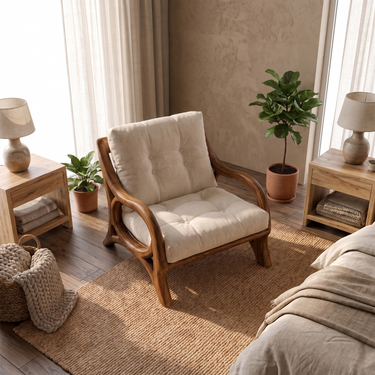 Minimalist Wooden Armchair For Living Room